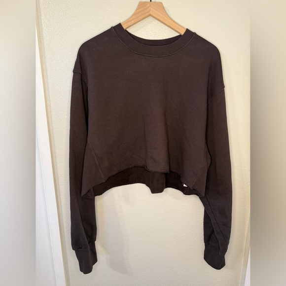 Good American Cropped Cotton Sweatshirt Size 4 - Picture 3 of 8
